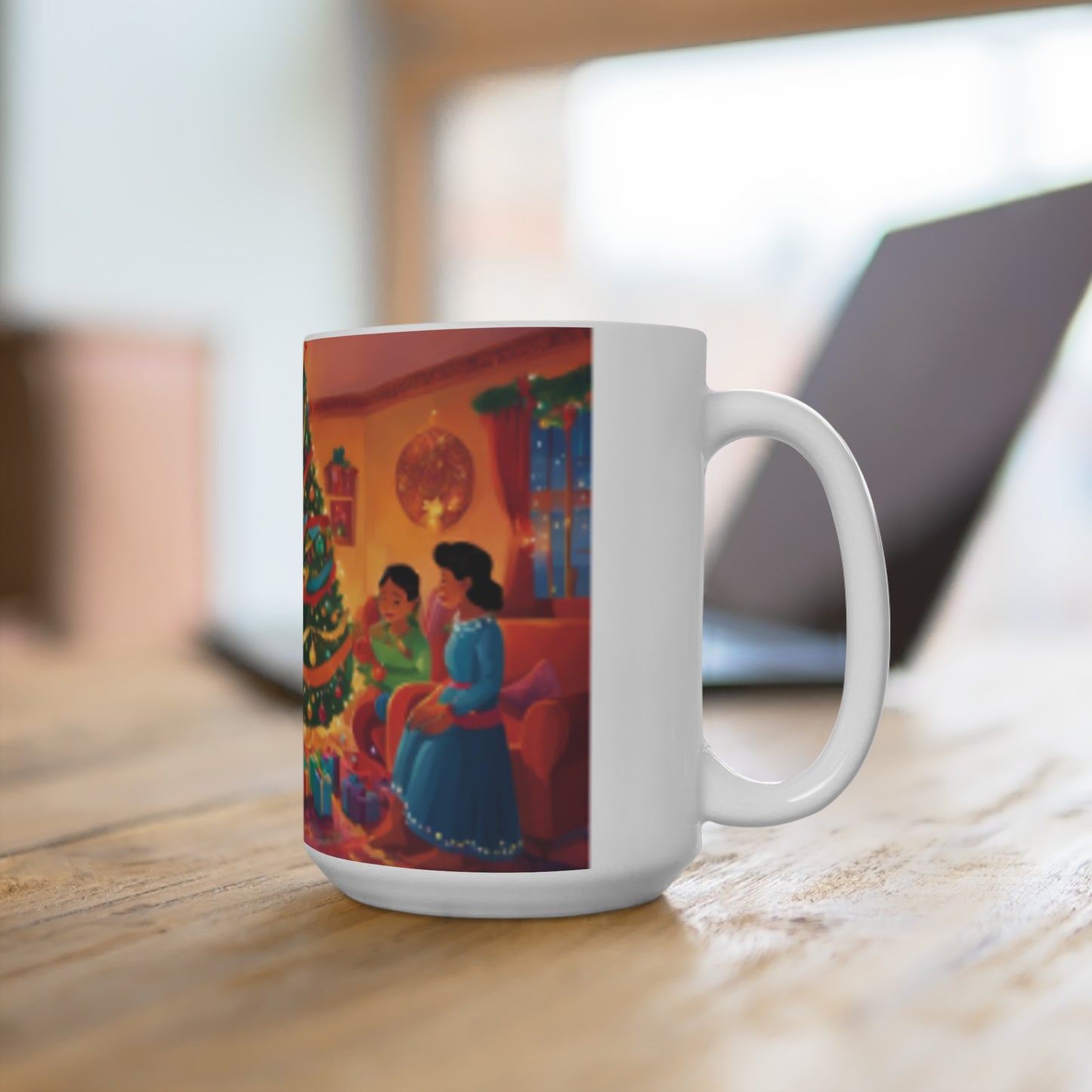 Family Celebrating Christmas Mug 15oz