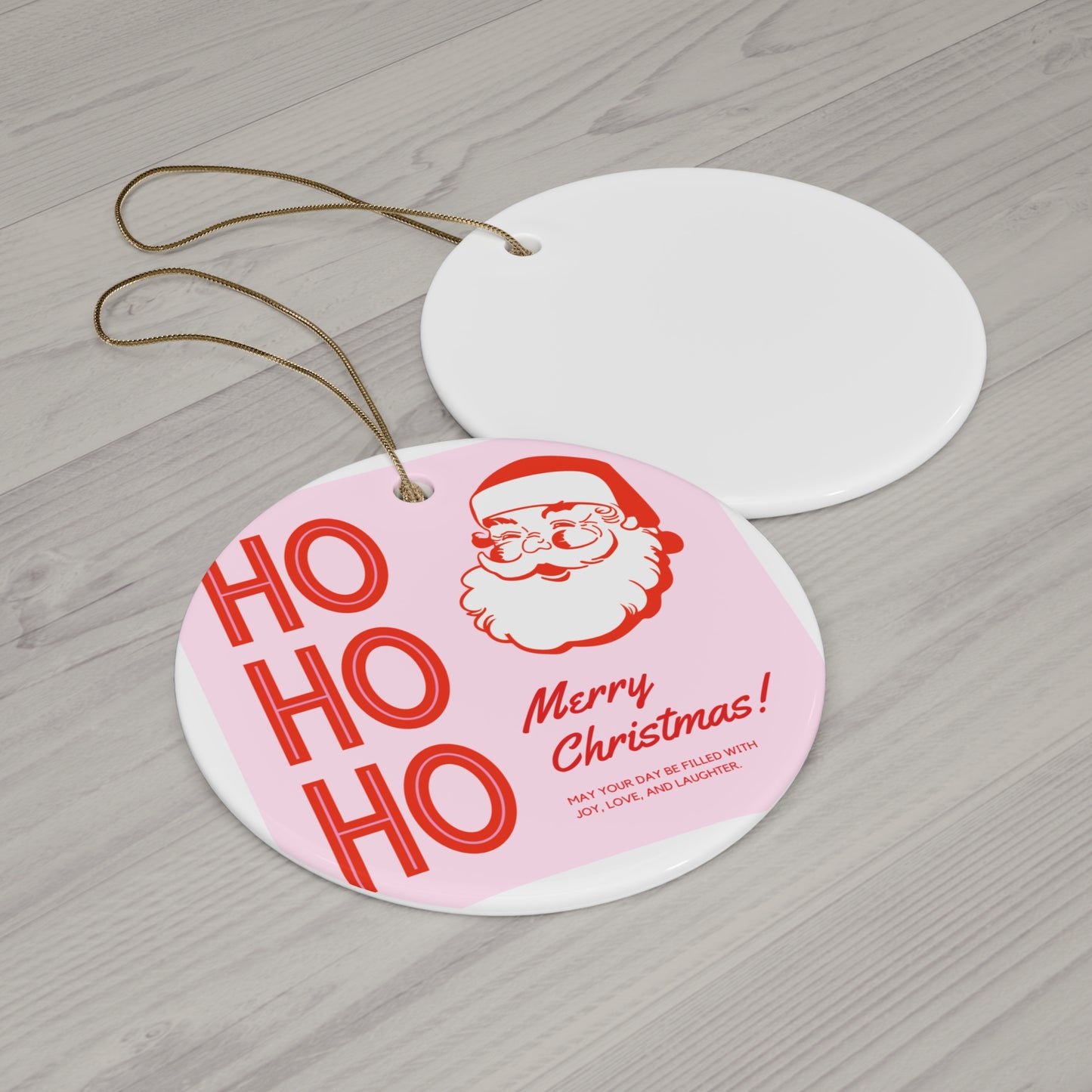 HO HO HO Santa Christmas Ornament