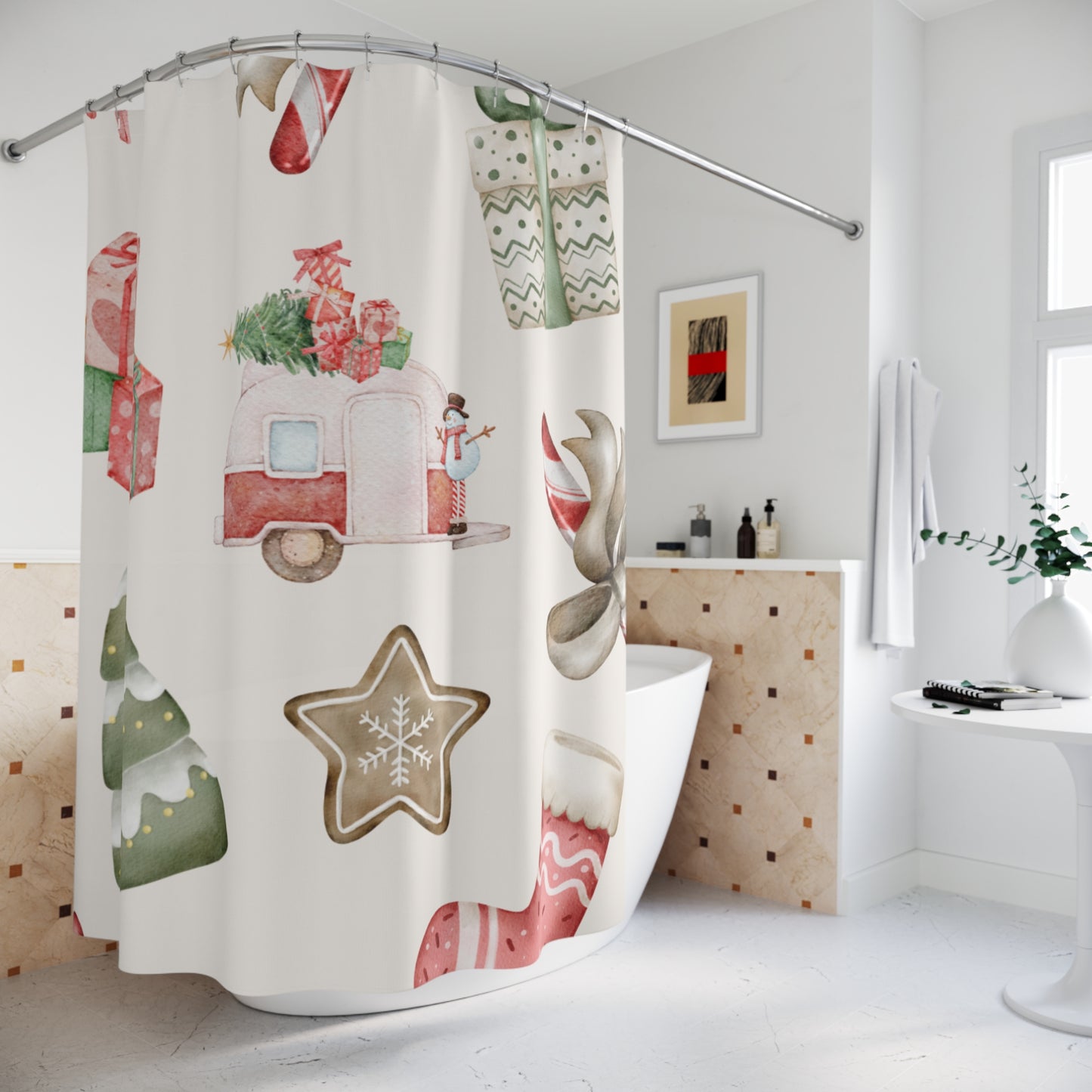 Camping Christmas Shower Curtains