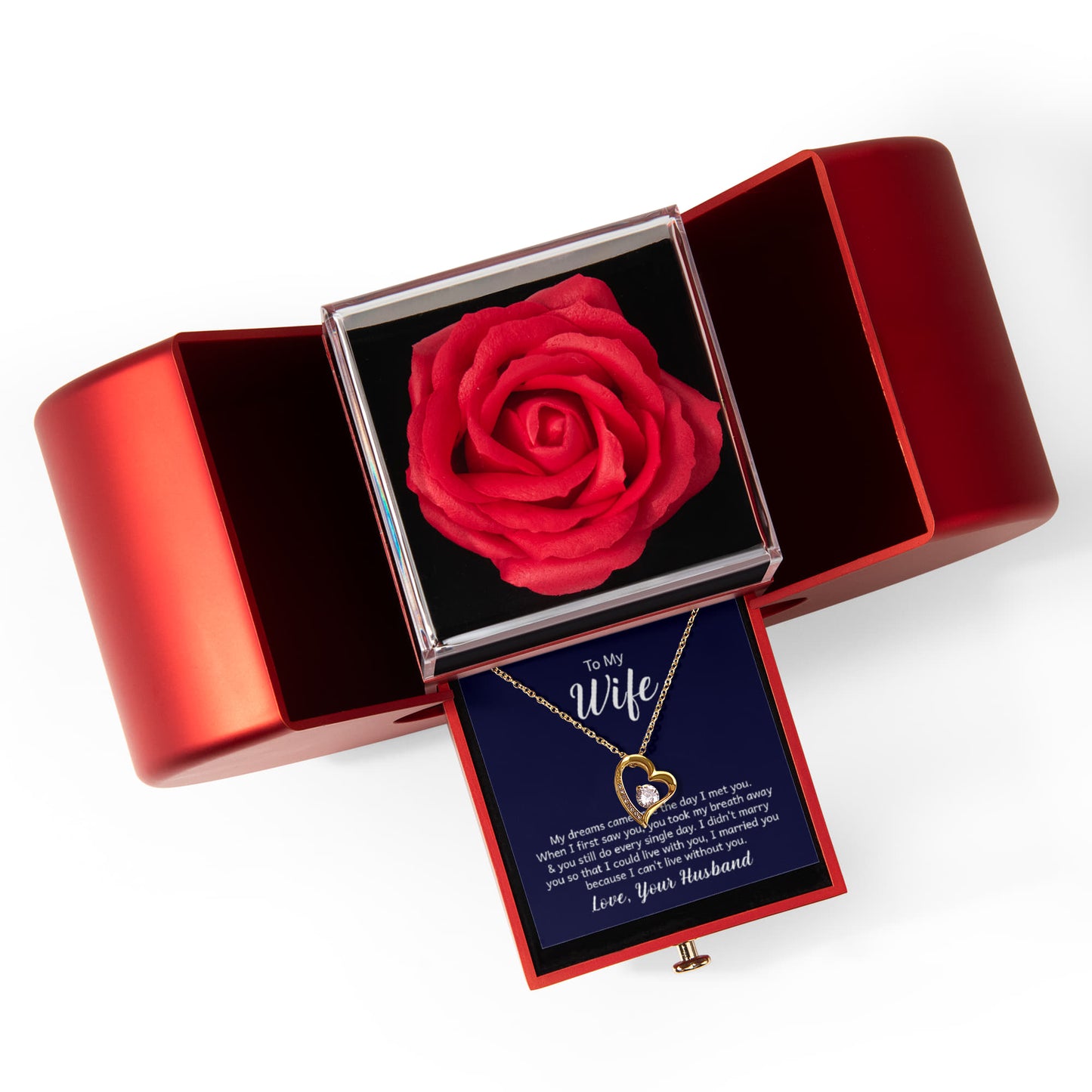 Wife Forever Love Necklace and Heart Box set