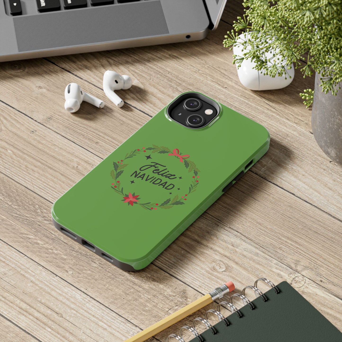 Green Feliz Navidad Tough Phone Cases