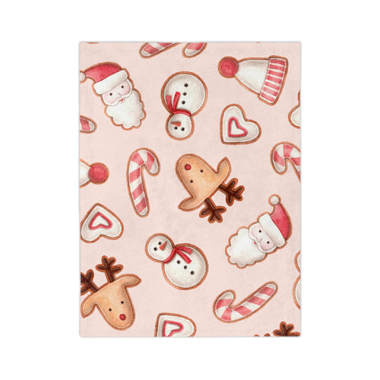 Pink Christmas Velveteen Microfiber Blanket