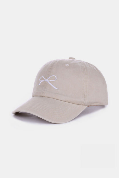 Zenana Bow Embroidered Washed Cotton Caps