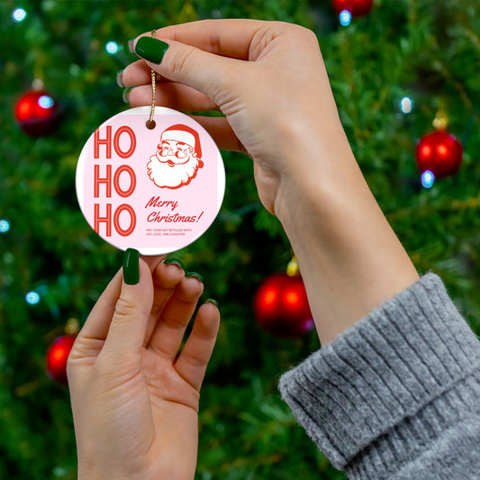 HO HO HO Santa Christmas Ornament