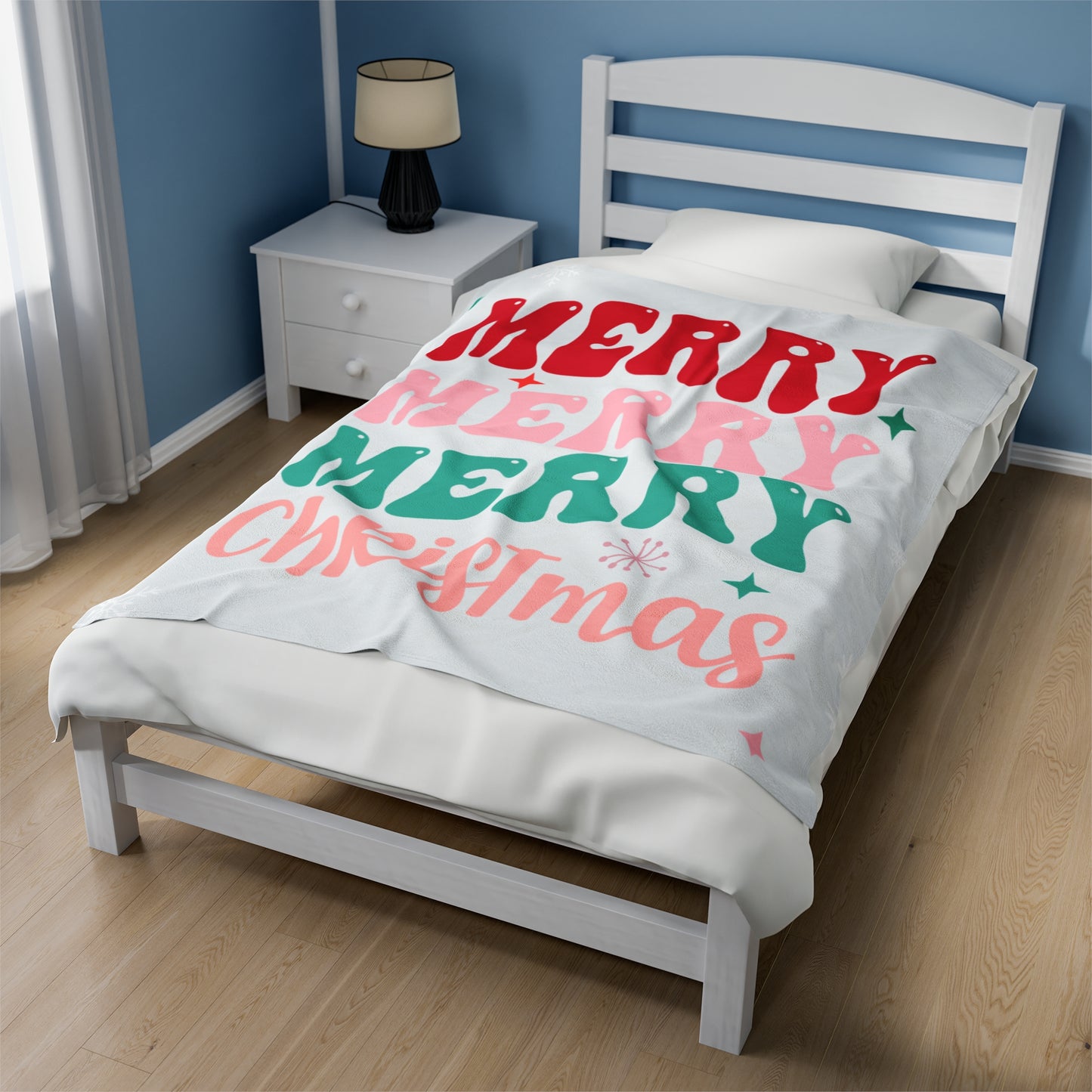 Velveteen Plush Blanket Merry Merry Merry Christmas