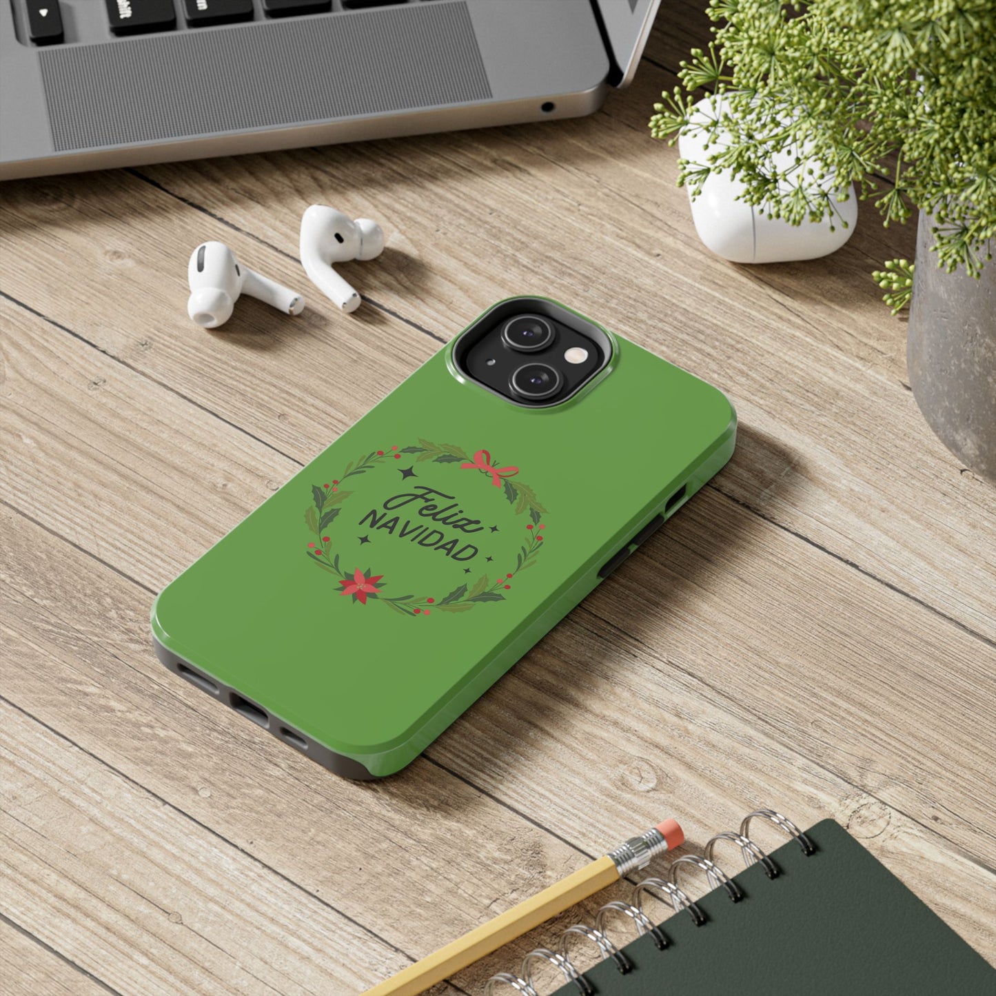 Green Feliz Navidad Tough Phone Cases