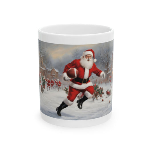 Football Santa Ceramic Mug, (11oz, 15oz)