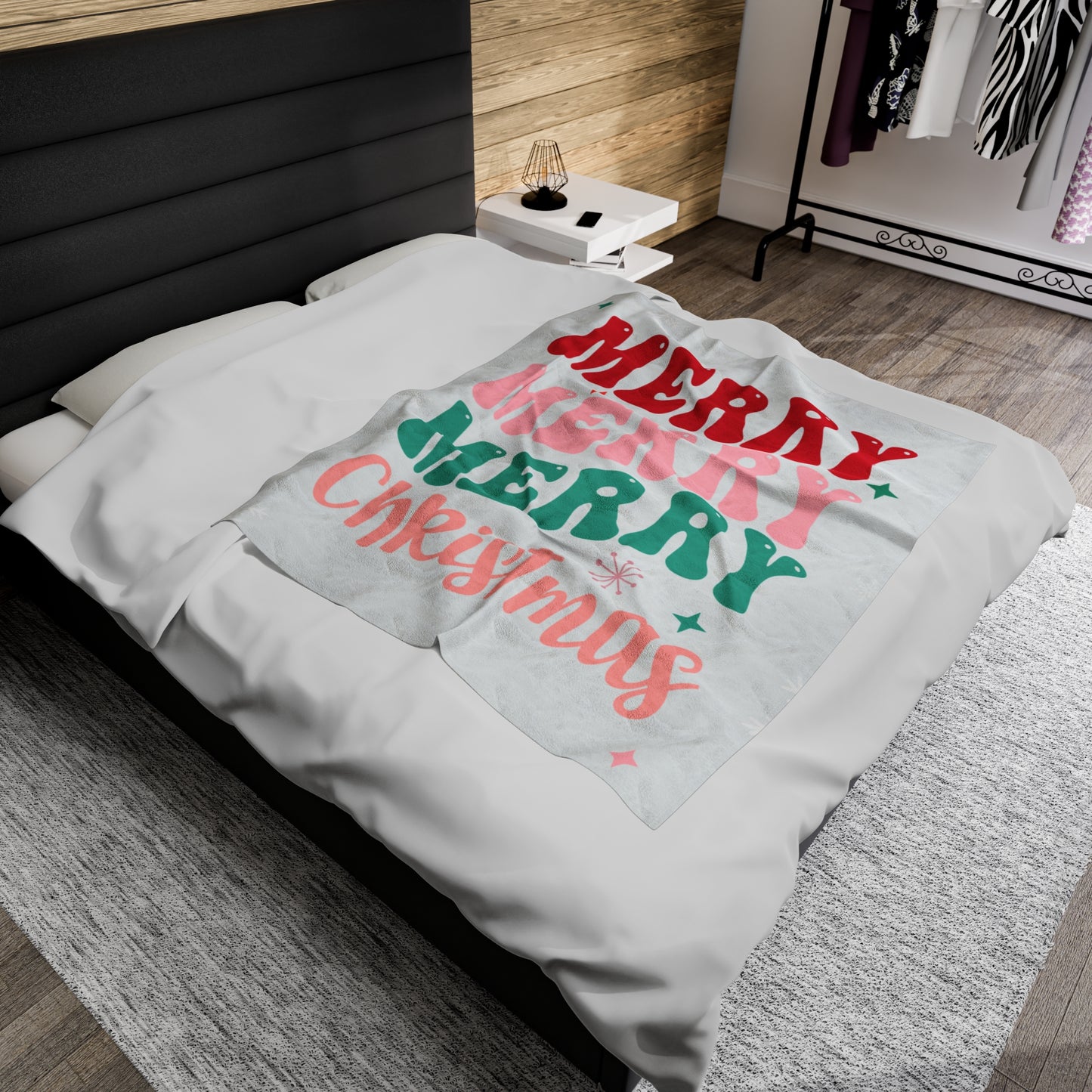 Velveteen Plush Blanket Merry Merry Merry Christmas