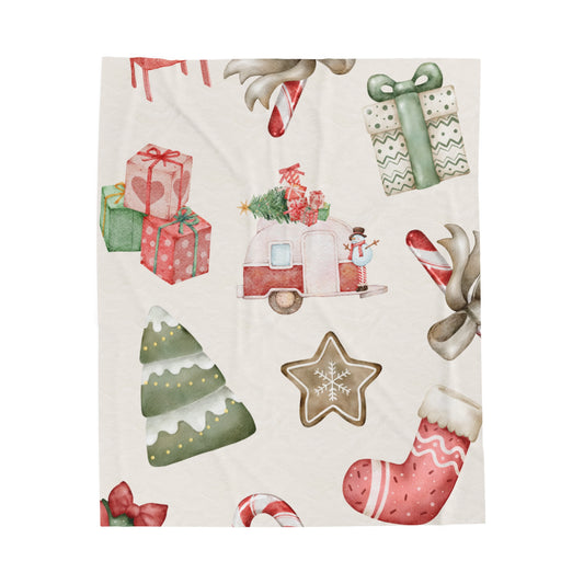 Camping Christmas Velveteen Plush Blanket