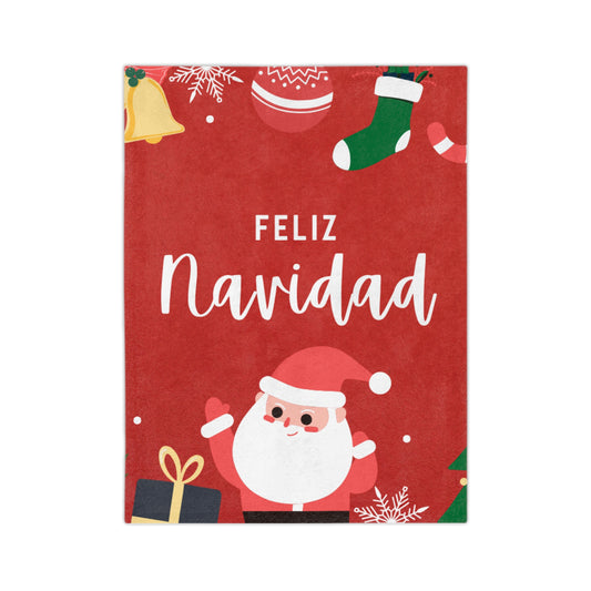 Feliz Navidad Velveteen Microfiber Blanket