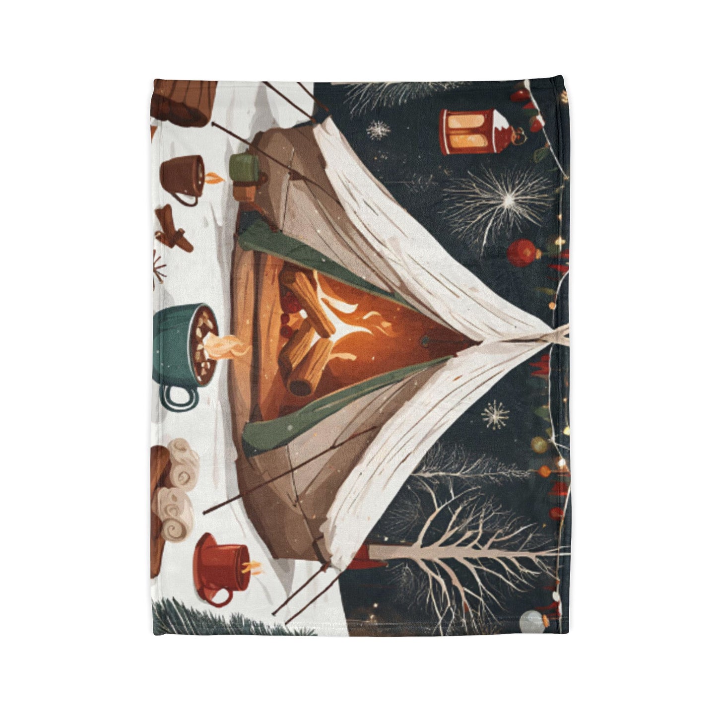 Christmas Camping Scene Soft Polyester Blanket