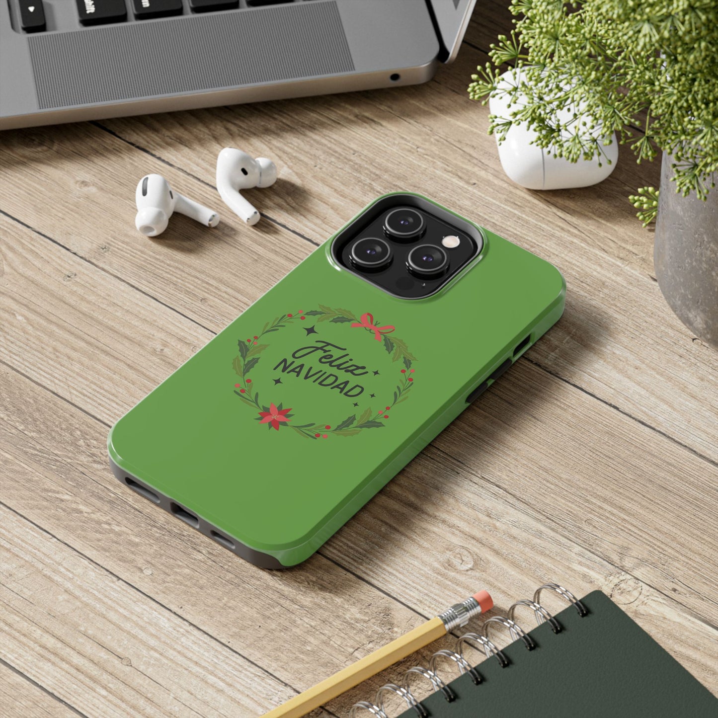 Green Feliz Navidad Tough Phone Cases