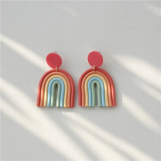 Ceramic Clay Long Dangle Drop Earrings