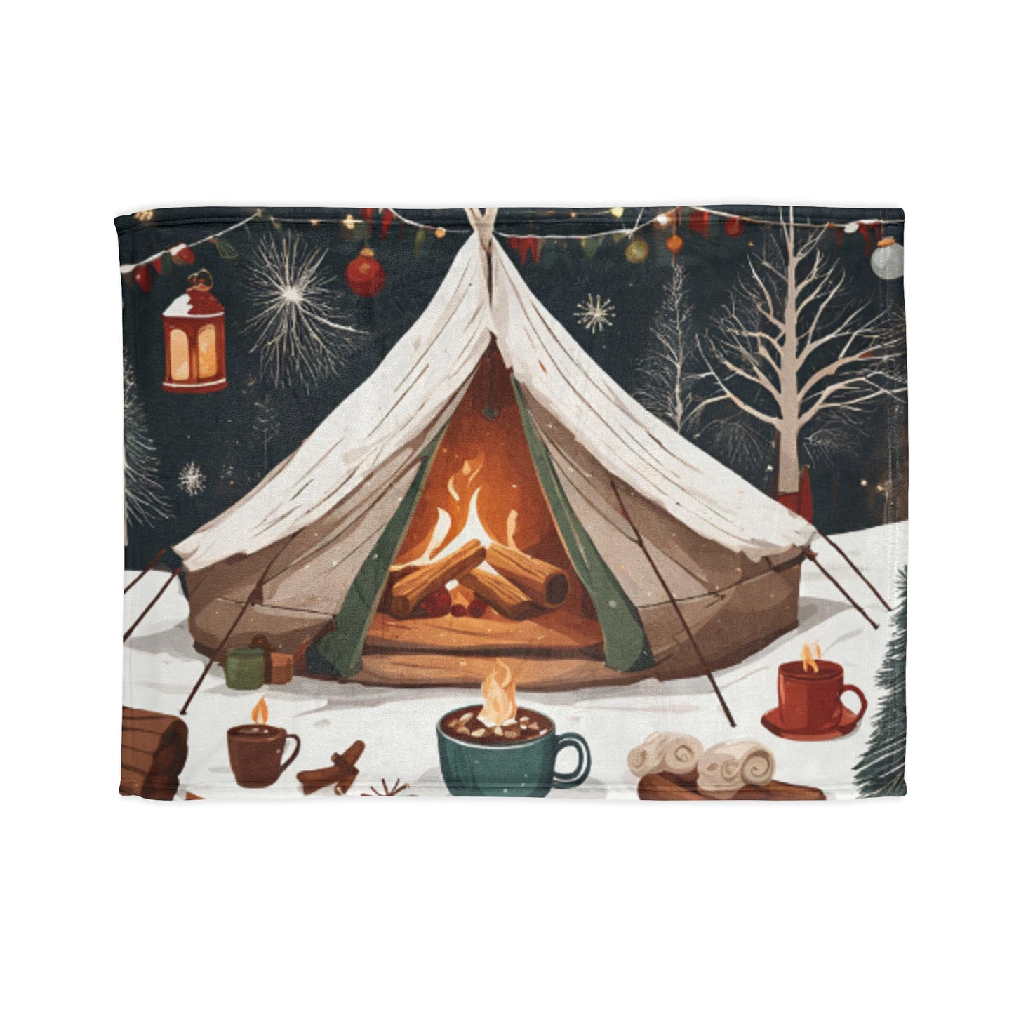 Christmas Camping Scene Soft Polyester Blanket