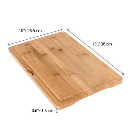 Wood Cutting Board for Kitchen 15x10 inch - Wooden Serving Tray - Large Bamboo Chopping Board with Juice Groove and Handles