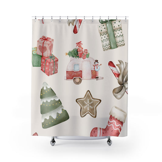 Camping Christmas Shower Curtains