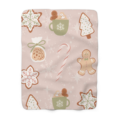 Pink Christmas Cookies Sherpa Fleece Blanket