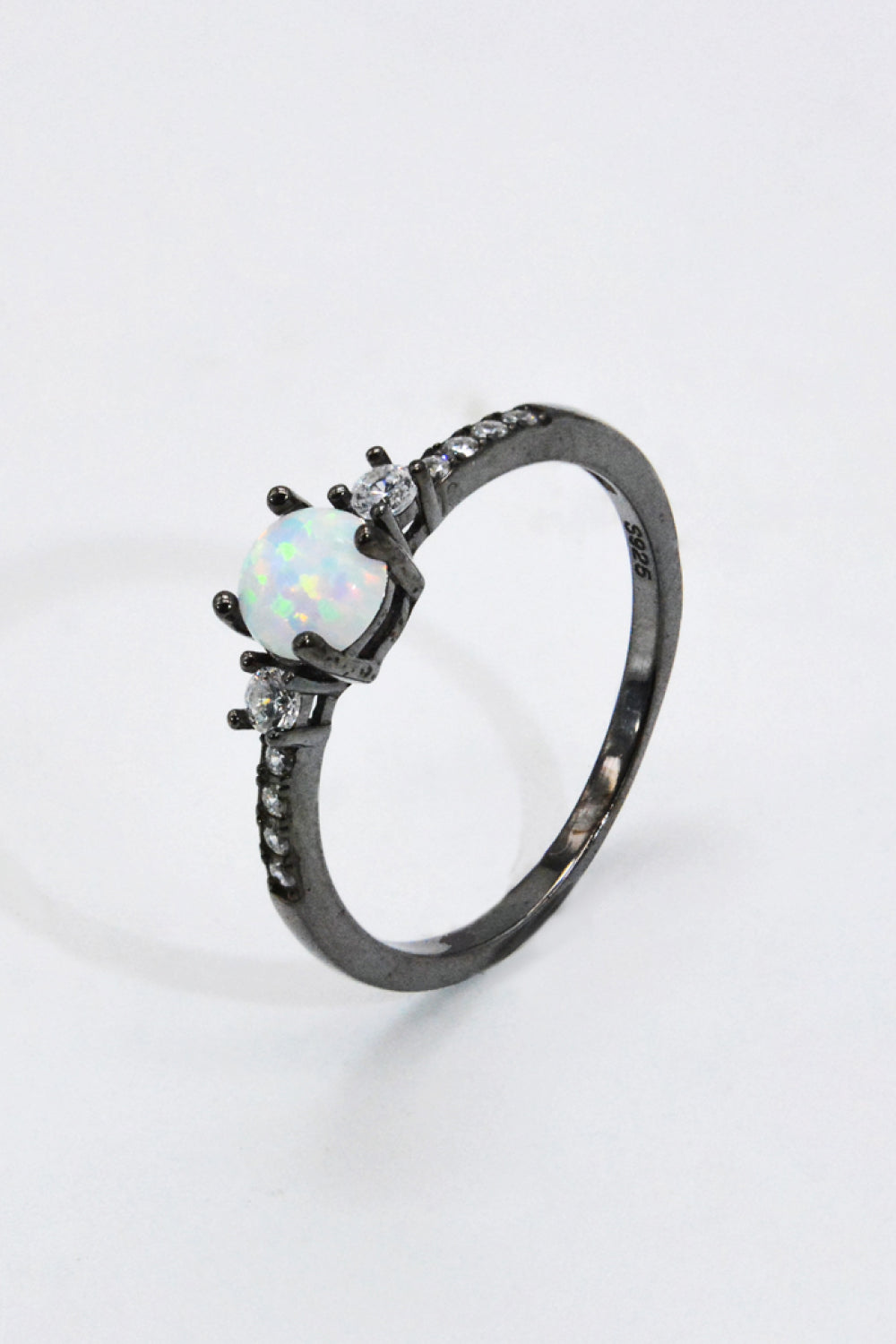 925 Sterling Silver Round Opal Ring