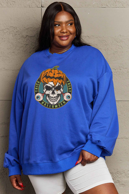 Simply Love Full Size Skull Graphic Sweatshirt