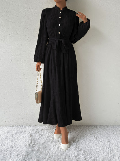 Tie Waist Long Sleeve Dress