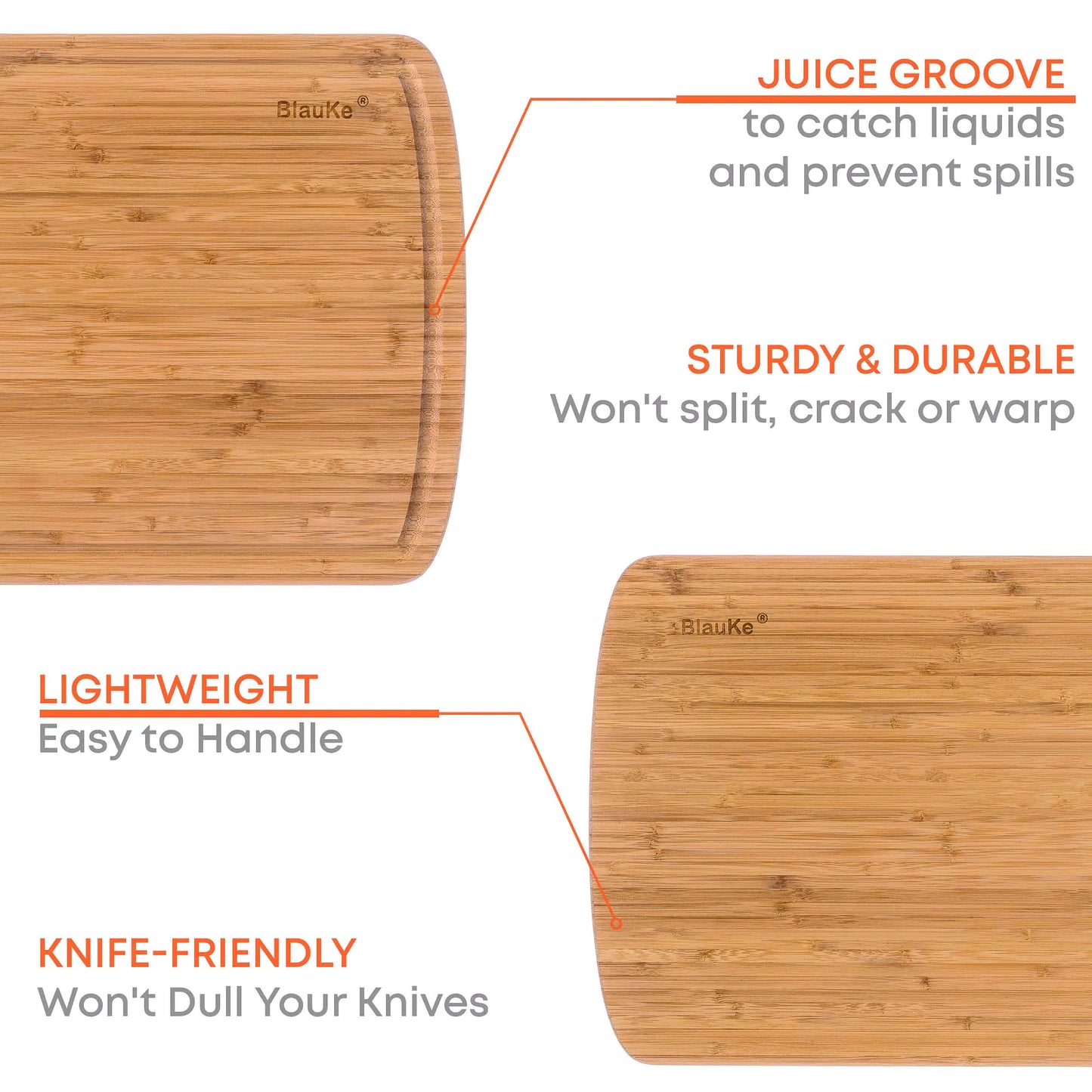 Extra Large Wood Cutting Board 18x12 inch - Butcher Block with Juice Groove, Serving Tray - Wooden Chopping Board for Kitchen