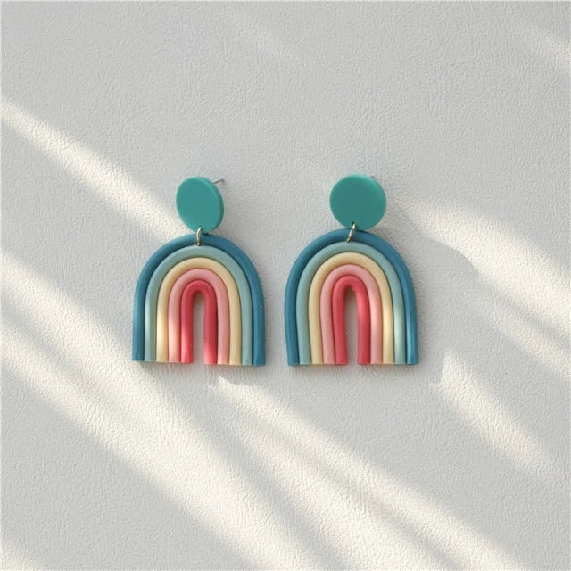 Ceramic Clay Long Dangle Drop Earrings