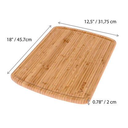 Extra Large Wood Cutting Board 18x12 inch - Butcher Block with Juice Groove, Serving Tray - Wooden Chopping Board for Kitchen