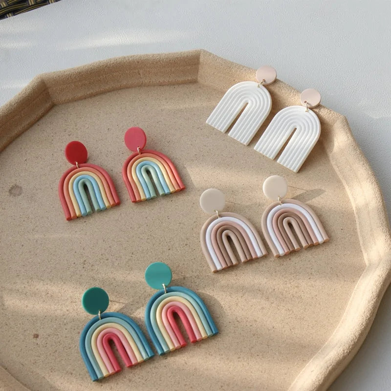 Ceramic Clay Long Dangle Drop Earrings