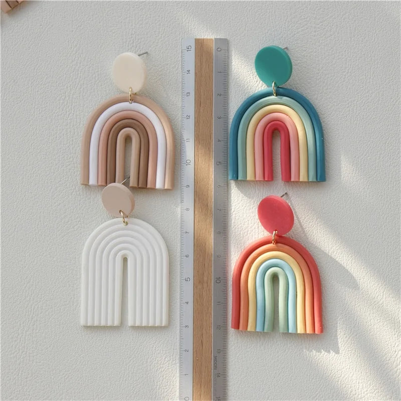 Ceramic Clay Long Dangle Drop Earrings