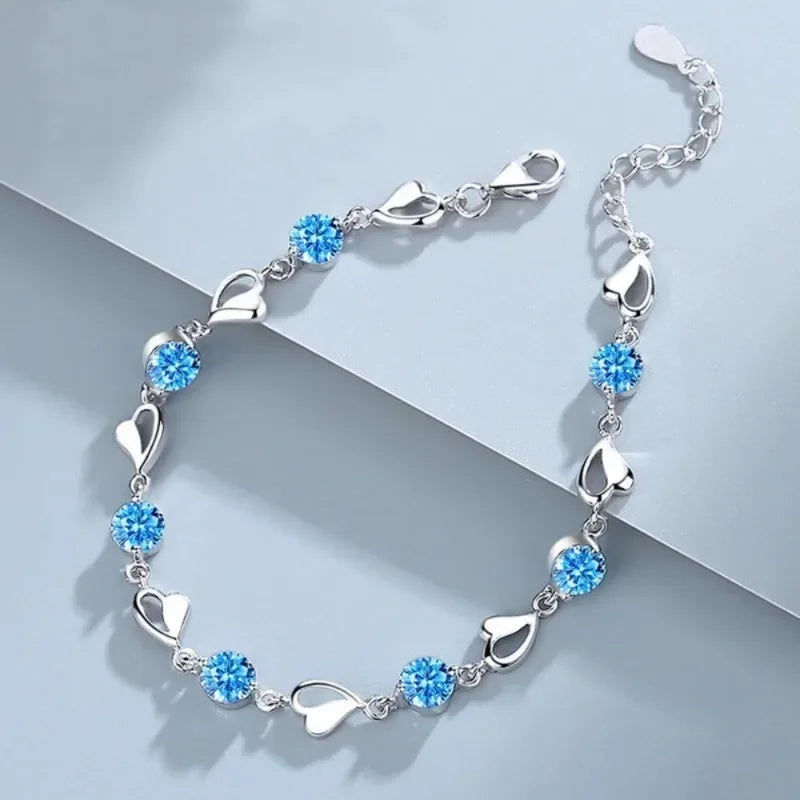 925 Sterling Silver Blue Crystal Bracelet