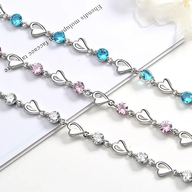 925 Sterling Silver Blue Crystal Bracelet