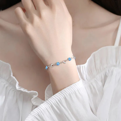 925 Sterling Silver Blue Crystal Bracelet