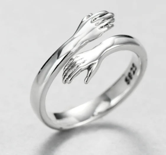 S925 Silver Couple Hug Ring