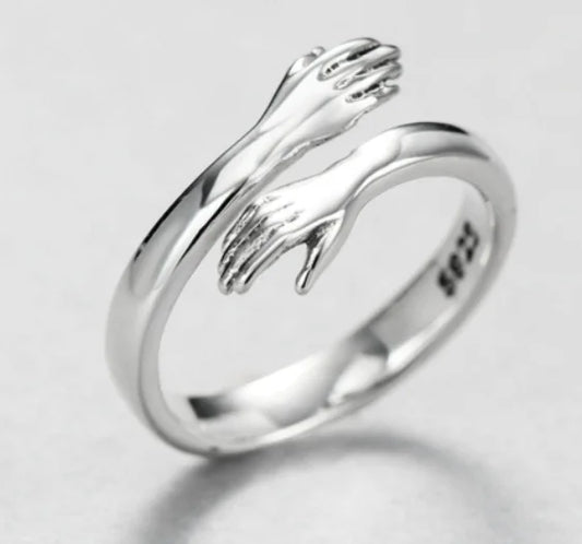 S925 Silver Couple Hug Ring
