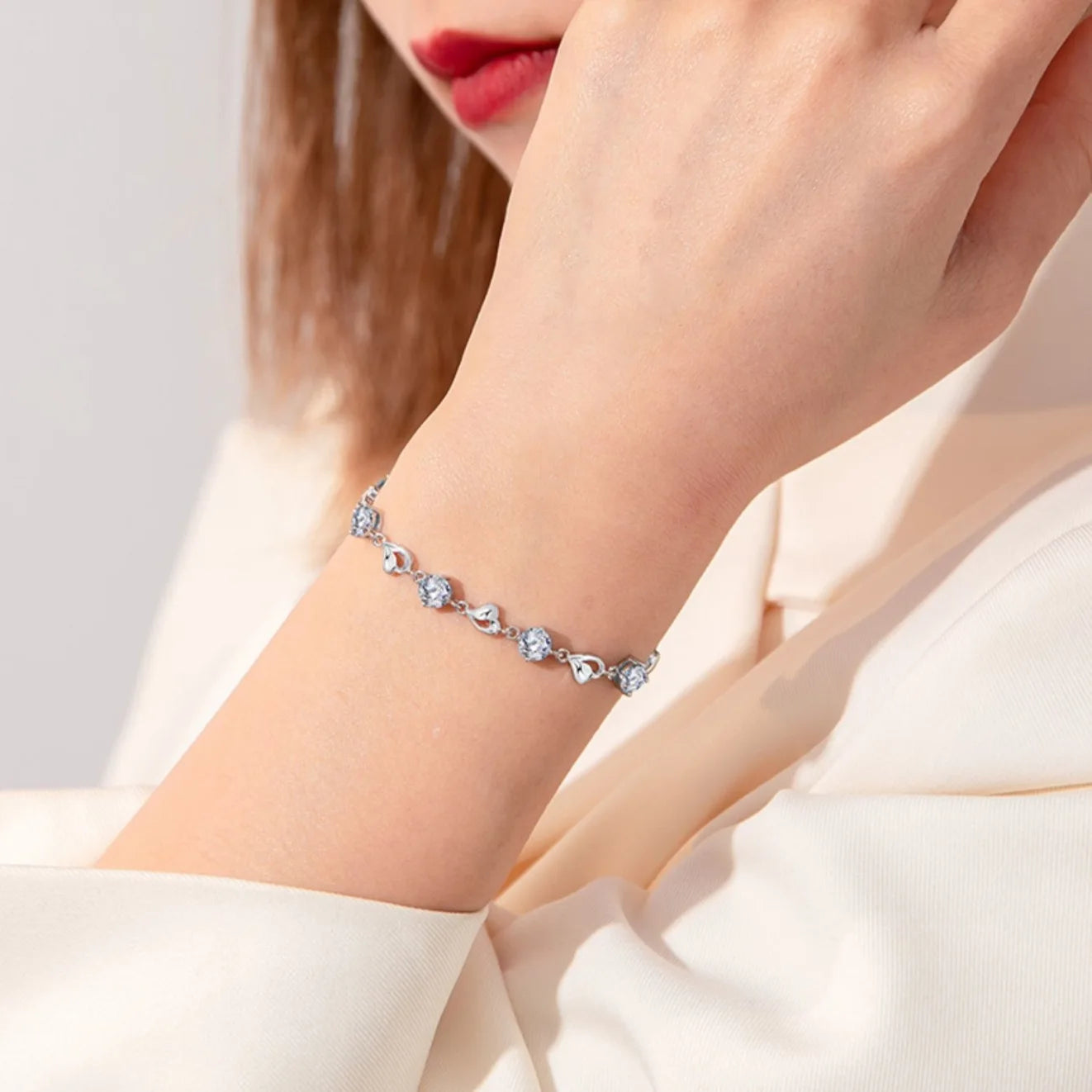 925 Sterling Silver Blue Crystal Bracelet