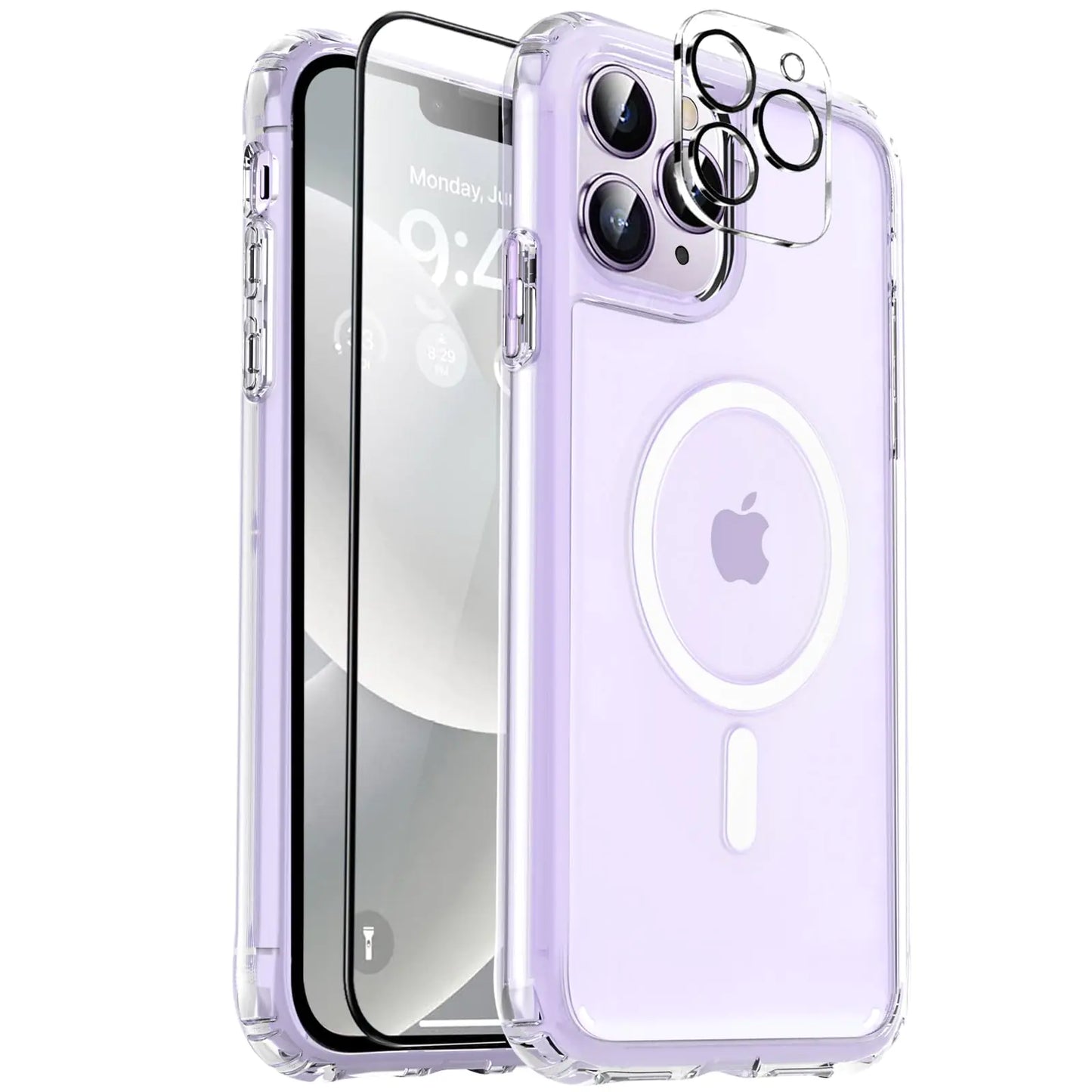 MOCCA Strong Magnetic for iPhone 12 Pro Max Case,[Compatible with Magsafe][Glass Screen Protector+Camera Lens Protector] Slim Thin Shockproof Cover Phone Case for iPhone 12 Pro Max 6.7", Clear