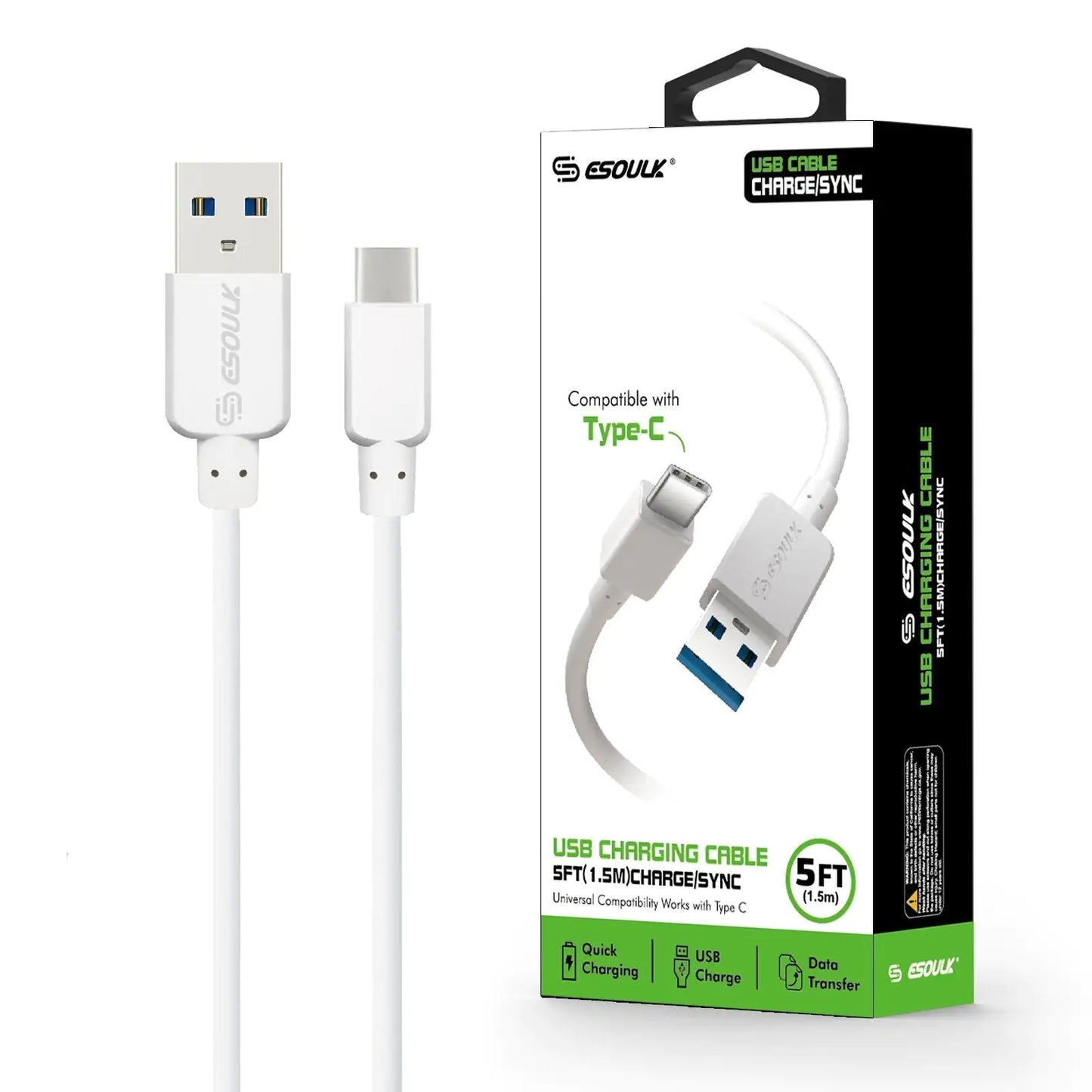 Esoulk 5ft Faster Speed Charging Cable Type-C