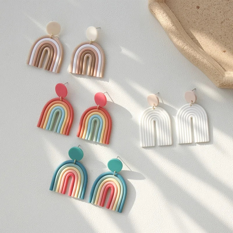 Ceramic Clay Long Dangle Drop Earrings