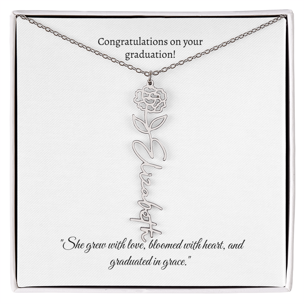 Graduation Personalized Flower Necklace.