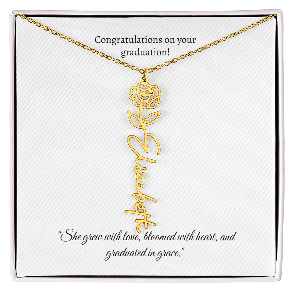 Graduation Personalized Flower Necklace.
