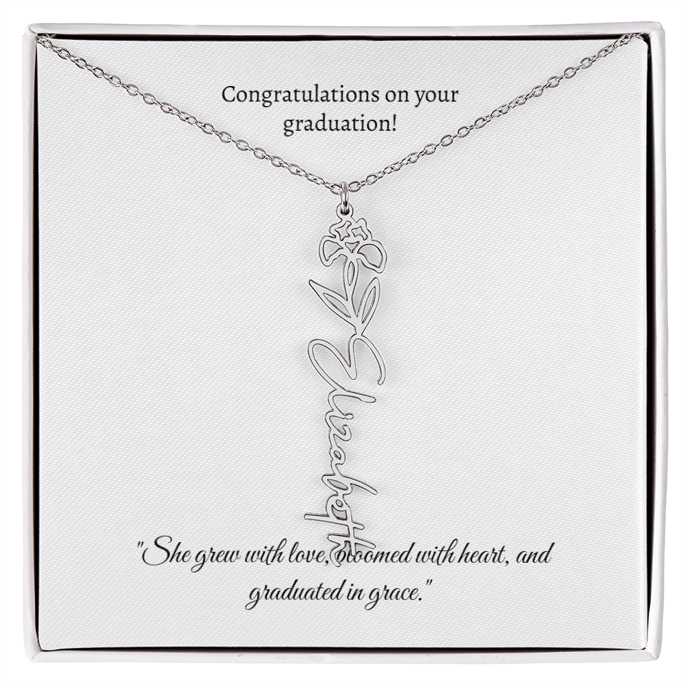 Graduation Personalized Flower Necklace.