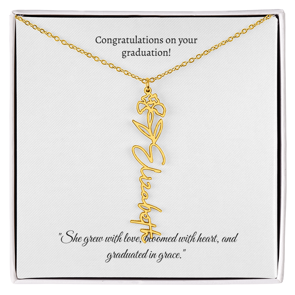 Graduation Personalized Flower Necklace.