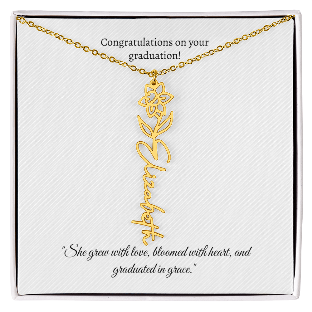 Graduation Personalized Flower Necklace.