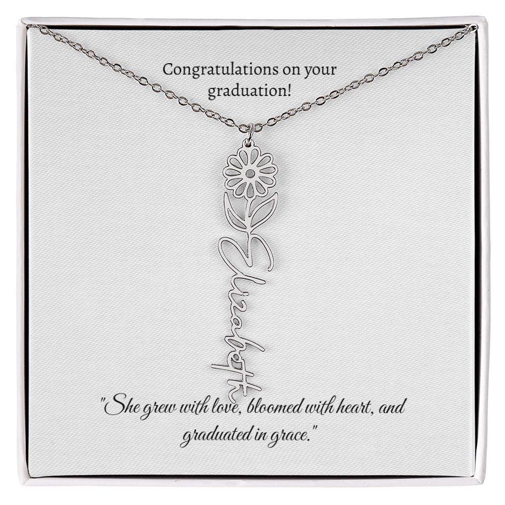 Graduation Personalized Flower Necklace.