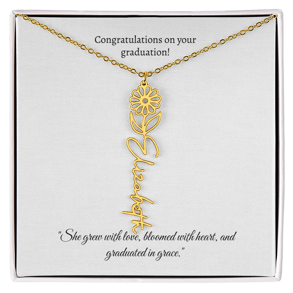 Graduation Personalized Flower Necklace.