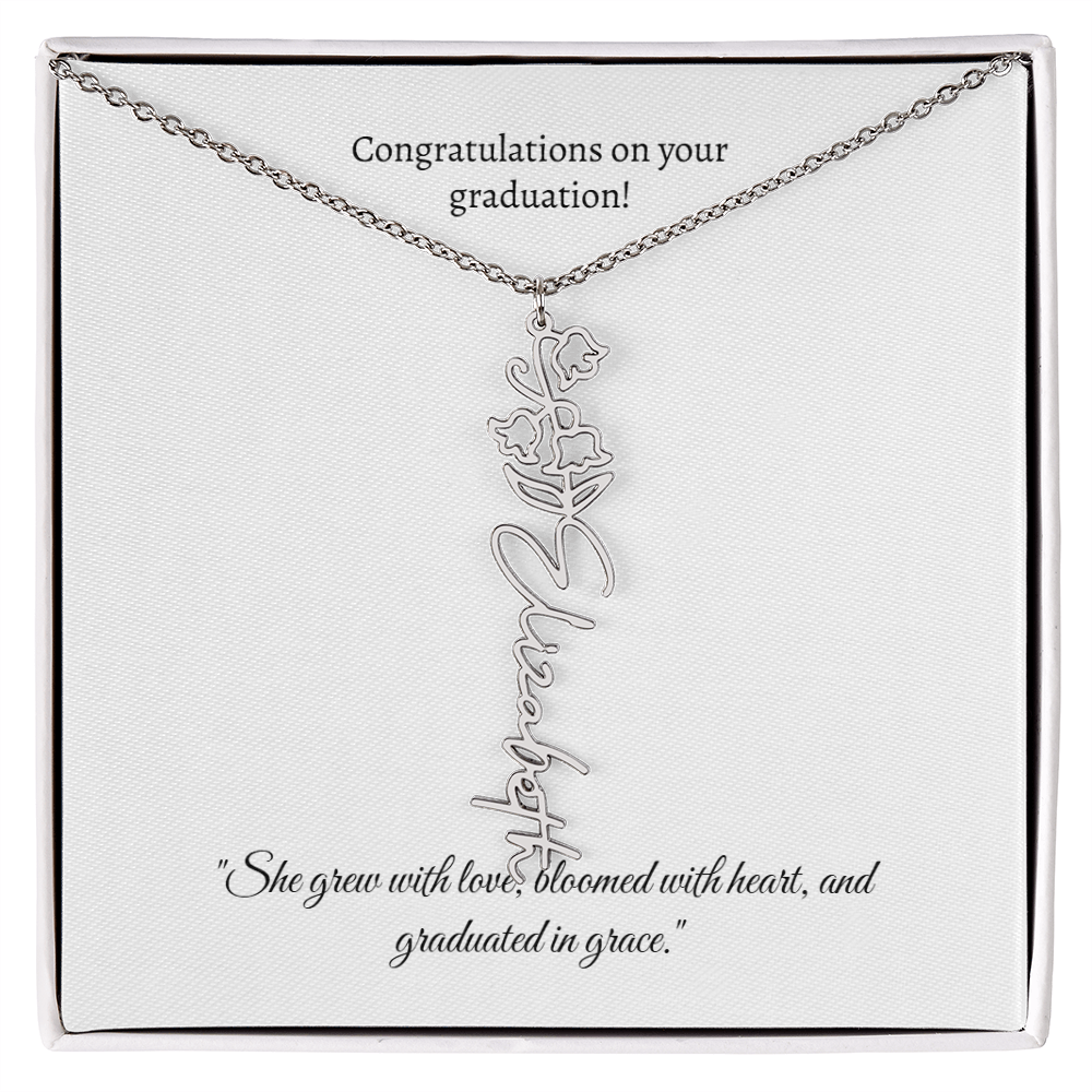 Graduation Personalized Flower Necklace.