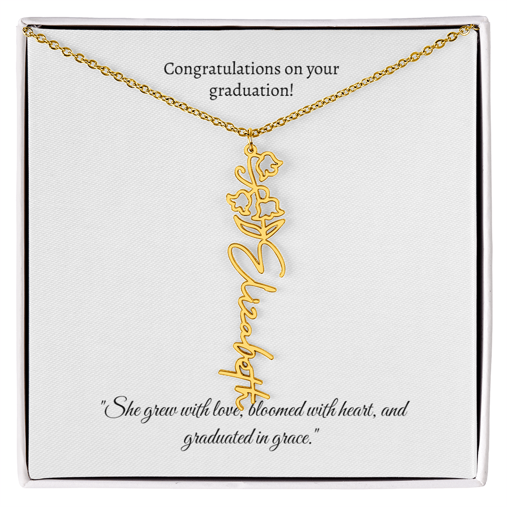 Graduation Personalized Flower Necklace.