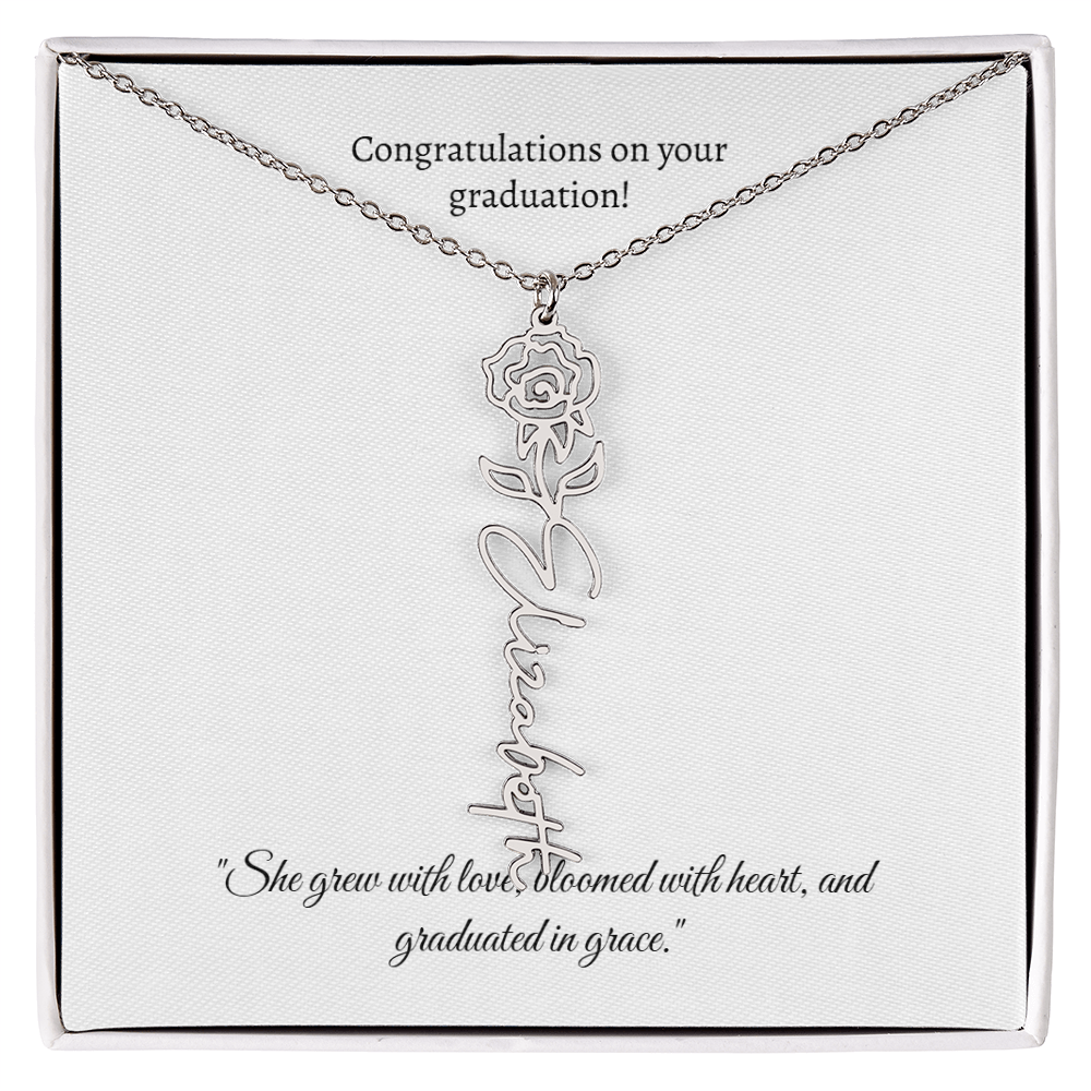 Graduation Personalized Flower Necklace.
