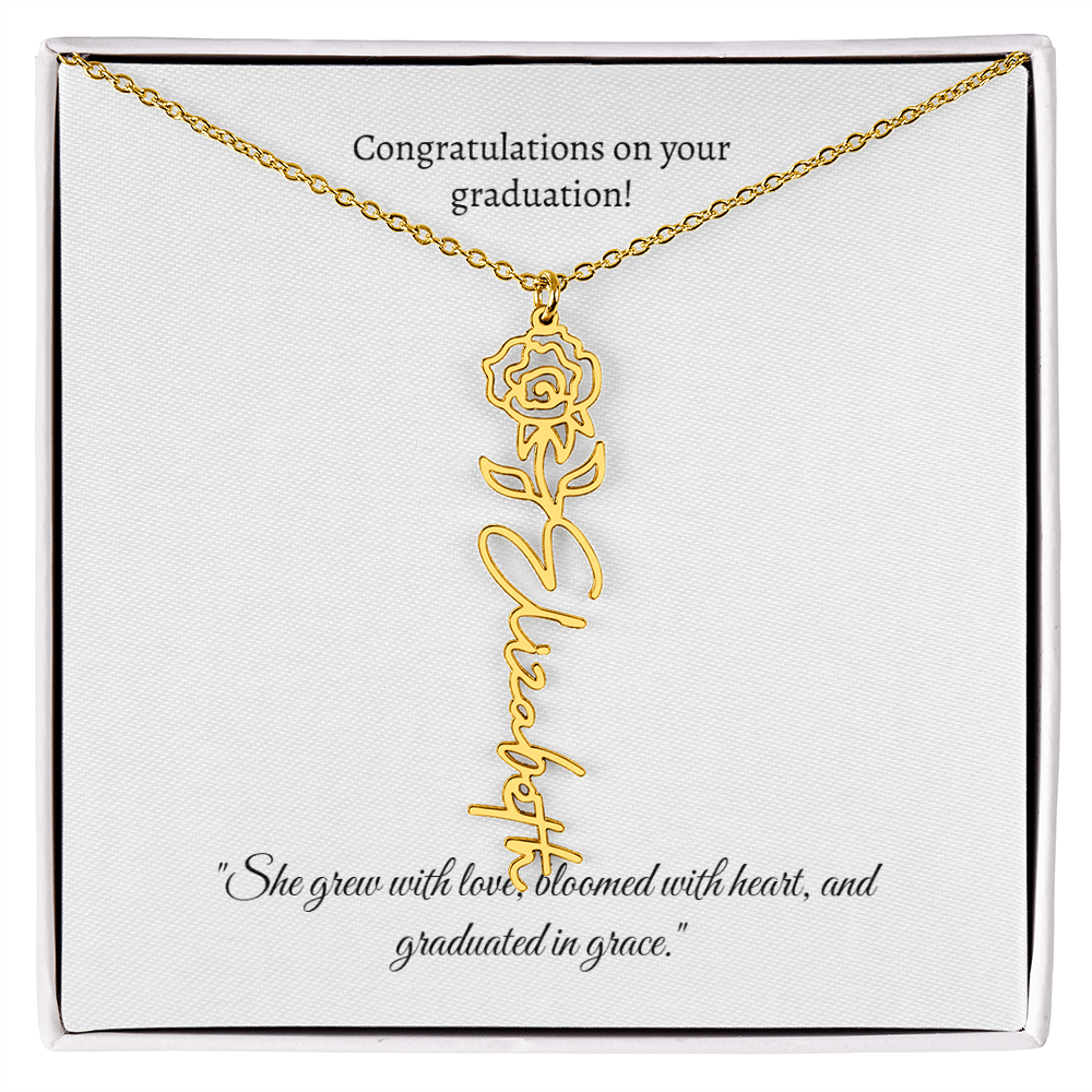 Graduation Personalized Flower Necklace.