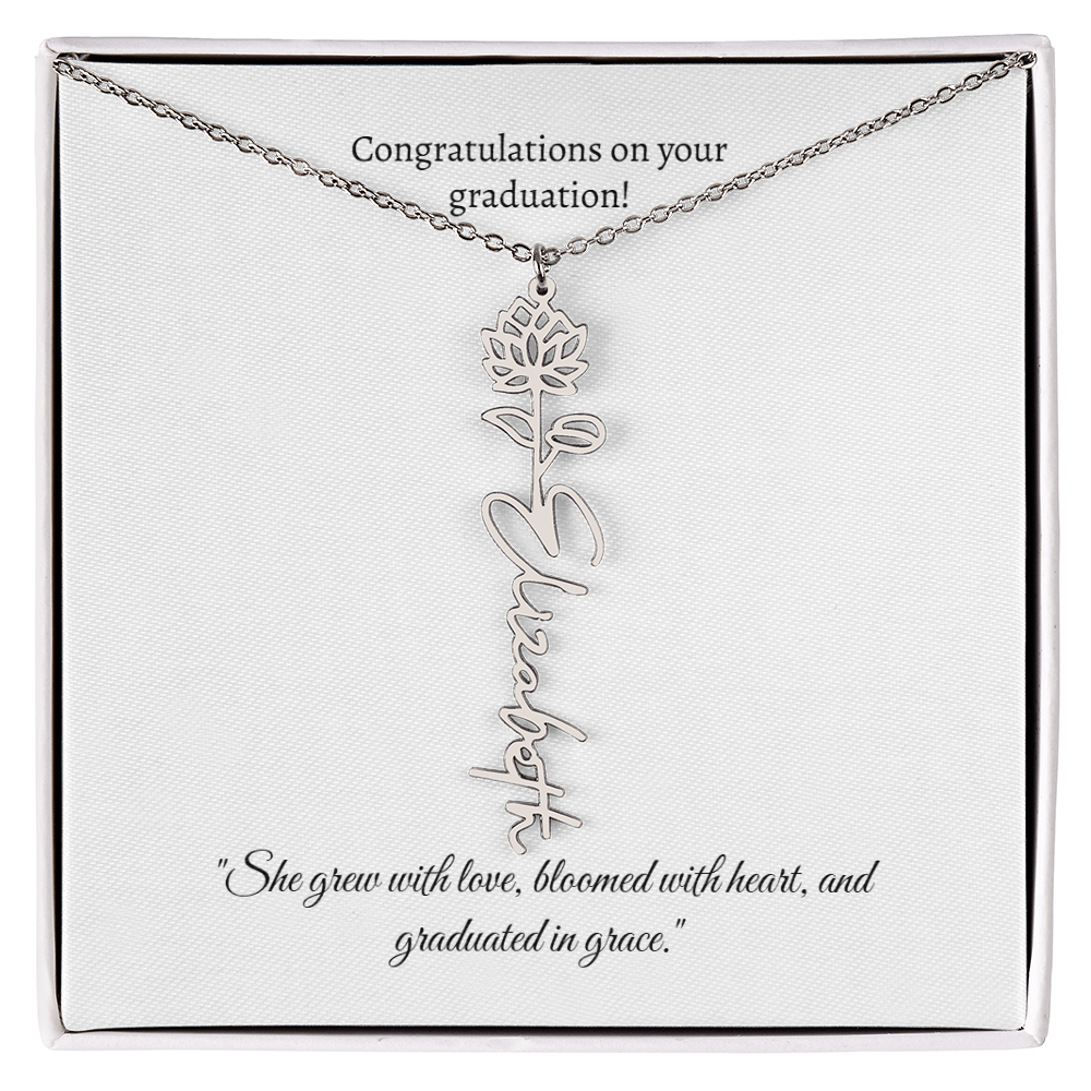 Graduation Personalized Flower Necklace.